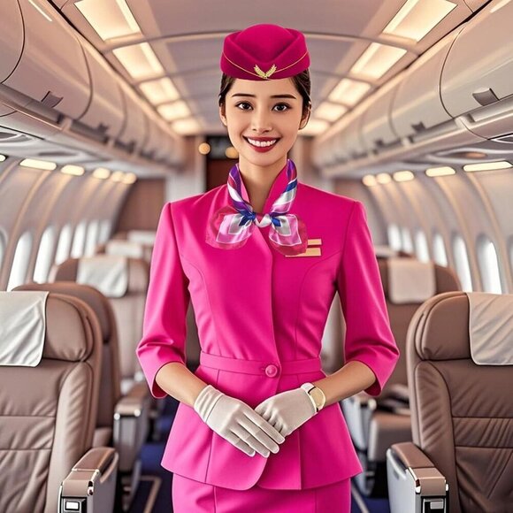 Women’s Flight Attendant Costume Accessory Set Hat Scarf Gloves Sunglasses main image 6